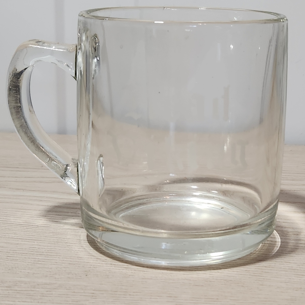 Vintage French Crystal Clear Etched Head Viking 8 oz Mug